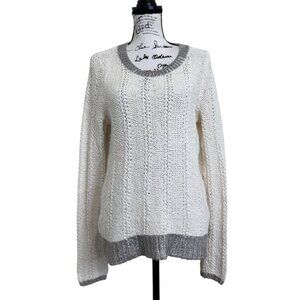Moth by Anthropologie Cream and Gray Knit Sweater
